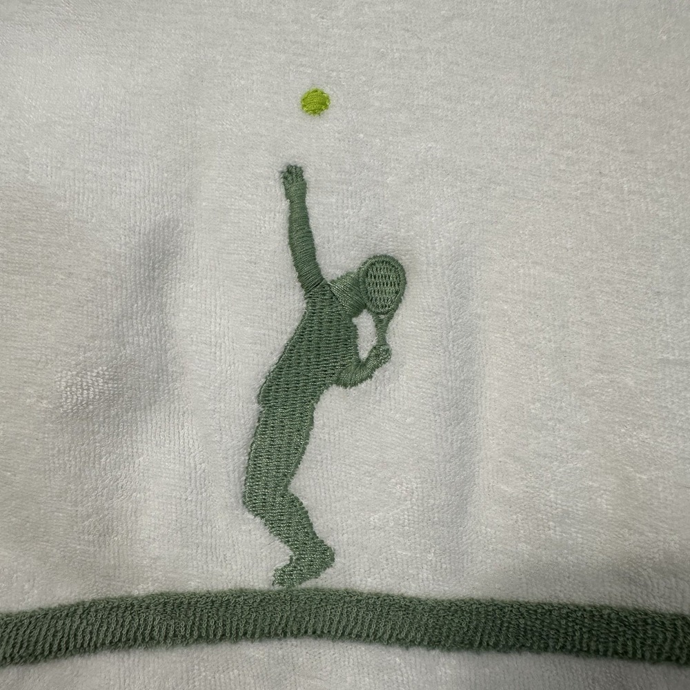 Tombolo XL Terry Cloth Shirt Full Zip White Green Organic Cotton Tennis Cabana - Picture 3 of 10